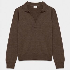 Aritzia Wilfred Clara Merino V-Neck Sweater in Rich Brown - L